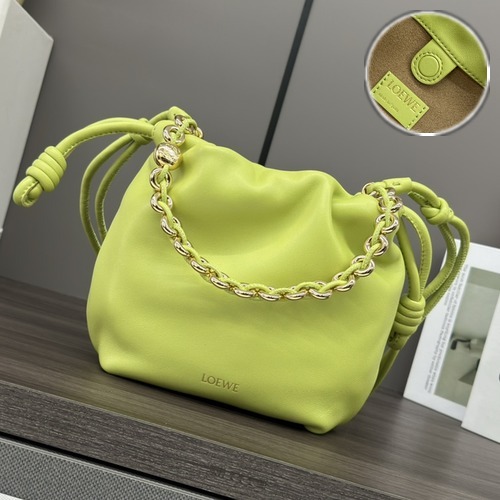 Loewe Mini Flamenco Purse Napa Leather Chain Bag 로에베 미니 플라멩코 퍼스 나파 레더 체인백 라임 23cm