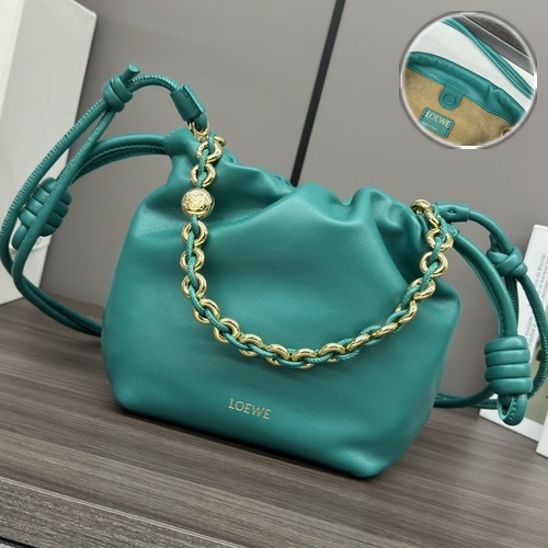 Loewe Mini Flamenco Purse Napa Leather Chain Bag 로에베 미니 플라멩코 퍼스 나파 레더 체인백 코발트 23cm