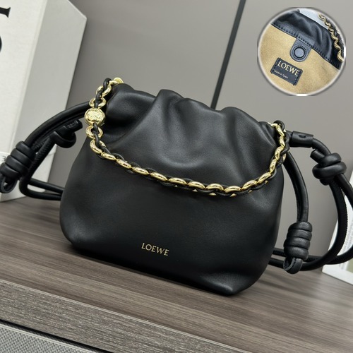 Loewe Mini Flamenco Purse Napa Leather Chain Bag 로에베 미니 플라멩코 퍼스 나파 레더 체인백 블랙 23cm