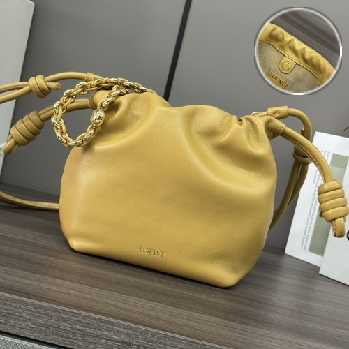Loewe Mini Flamenco Purse Napa Leather Chain Bag 로에베 미니 플라멩코 퍼스 나파 레더 체인백 스모그옐로우 23cm