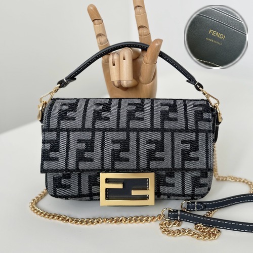 FENDI Baguette FF Logo Jacquard Fabric 8660 펜디 바게트 FF 로고 자카드 숄더백 20cm