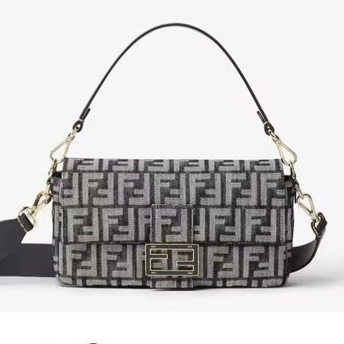 FENDI Baguette FF Logo Jacquard Fabric 8679 펜디 바게트 FF 로고 자카드 숄더백 26cm