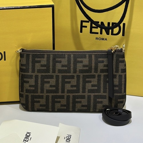 FENDI Baguette FF Canvas Mini Handbag 20cm 펜디 바게트8702 FF 캔버스 미니 핸드백 20cm