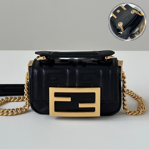 FENDI Nano 8603 Baguette Nappa Lambskin Mini 펜디 나노 바게트 나파 램스킨 미니 크로스백 블랙 11cm