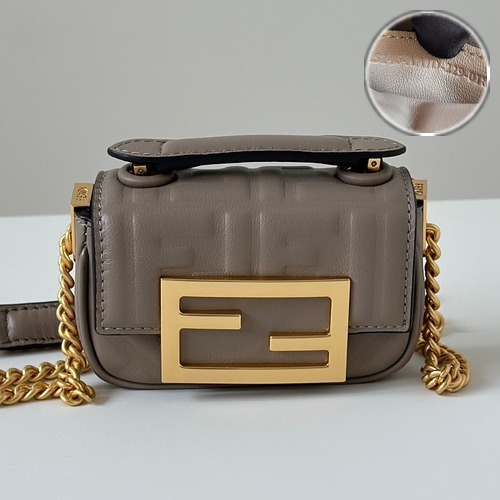 FENDI Nano 8603 Baguette Nappa Lambskin Mini 펜디 나노 바게트 나파 램스킨 미니 크로스백 카키 11cm