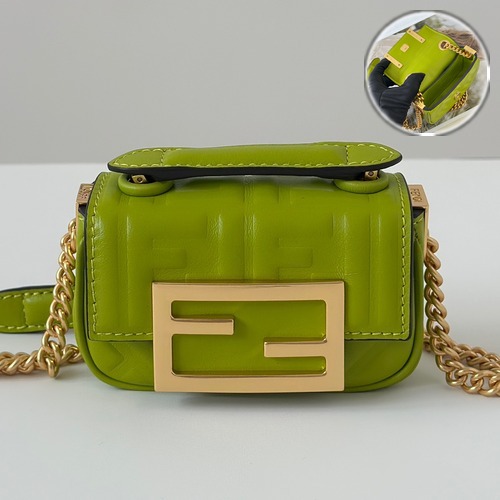 FENDI Nano 8603 Baguette Nappa Lambskin Mini 펜디 나노 바게트 나파 램스킨 미니 크로스백 그린 11cm