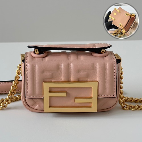 FENDI Nano 8603 Baguette Nappa Lambskin Mini 펜디 나노 바게트 나파 램스킨 미니 크로스백 핑크 11cm