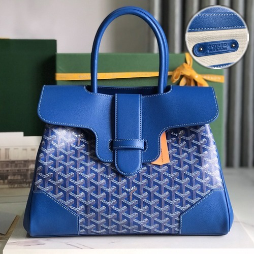 Goyard Saigon Tote Bag 고야드 사이공 토트백 고야딘 캔버스 블루 34cm