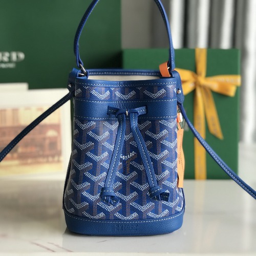 Goyard Petit Flot Mini Bucket Bag 고야드 쁘띠 플로 미니 버킷백 고야딘 캔버스 다크블루 17.5cm