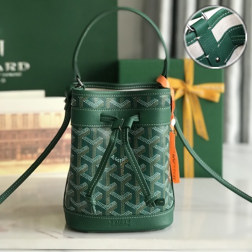 Goyard Petit Flot Mini Bucket Bag 고야드 쁘띠 플로 미니 버킷백 고야딘 캔버스 그린 17.5cm