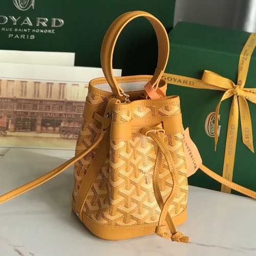 Goyard Petit Flot Mini Bucket Bag 고야드 쁘띠 플로 미니 버킷백 고야딘 캔버스 옐로우 17.5cm
