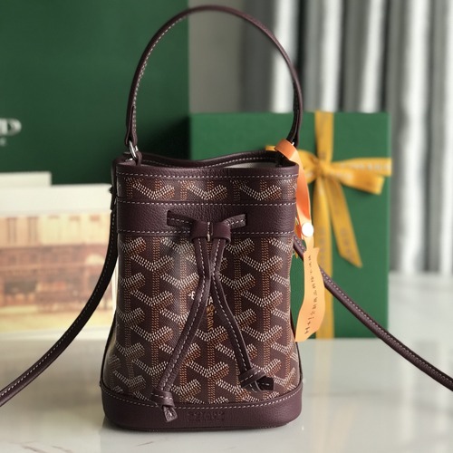 Goyard Petit Flot Mini Bucket Bag 고야드 쁘띠 플로 미니 버킷백 고야딘 캔버스 다크버건디 17.5cm