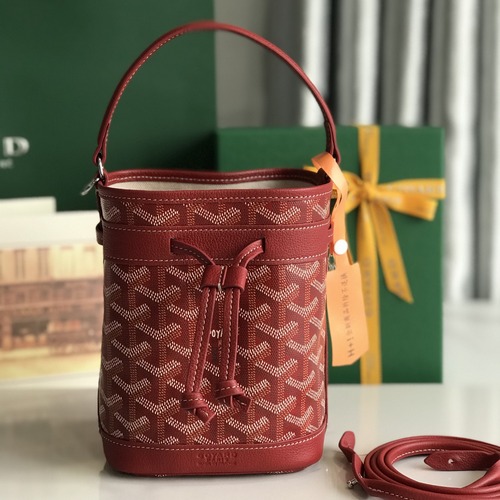 Goyard Petit Flot Mini Bucket Bag 고야드 쁘띠 플로 미니 버킷백 고야딘 캔버스 레드 17.5cm