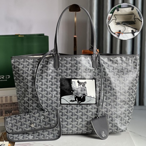 Goyard Saint Louis PM Special Edition Hulot Print 고야드 생루이 PM 스페셜 에디션 위로 프린트 토트백 020184 그레이 47cm