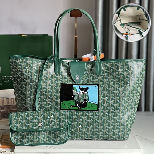 Goyard Saint Louis PM Special Edition Hulot Print 고야드 생루이 PM 스페셜 에디션 위로 프린트 토트백 020184 그린 47cm