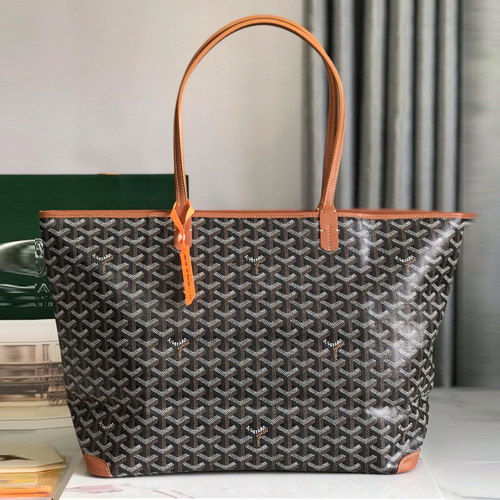 Goyard Saint Louis MM Tote Bag White 고야드 생루이 MM 지퍼토트백 020186 브라운 49cm