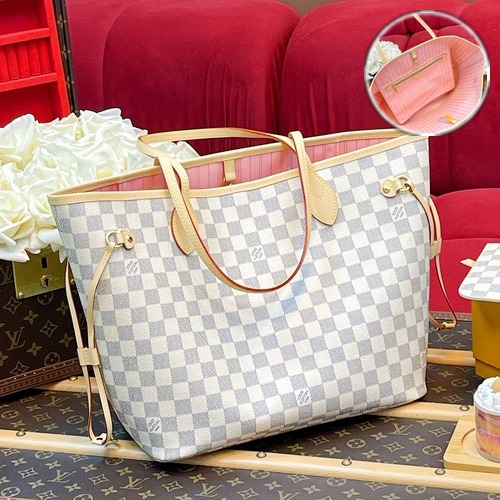 Louis Vuitton Neverfull MM Damier Azur 루이비통 네버풀 MM 다미에 아주르 토트백 N41605 코팅 캔버스 31cm