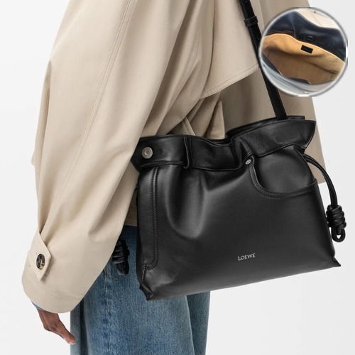 LOEWE Panta Flamenco Medium Handbag 012539 로에베 판타 플라멩코 미디엄 숄더백 나파 카프스킨 블랙 30cm 
