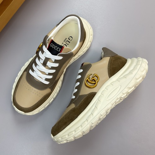 Gucci GG Canvas and Leather Sneakers 구찌 GG 캔버스 레더 스니커즈 643489 2HK10 9761 브라운