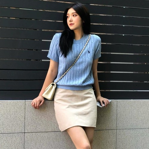 Polo Ralph Lauren Cable Knit Cotton Short Sleeve Sweater 폴로 랄프 로렌 케이블 니트 코튼 반팔 스웨터 스카이블루