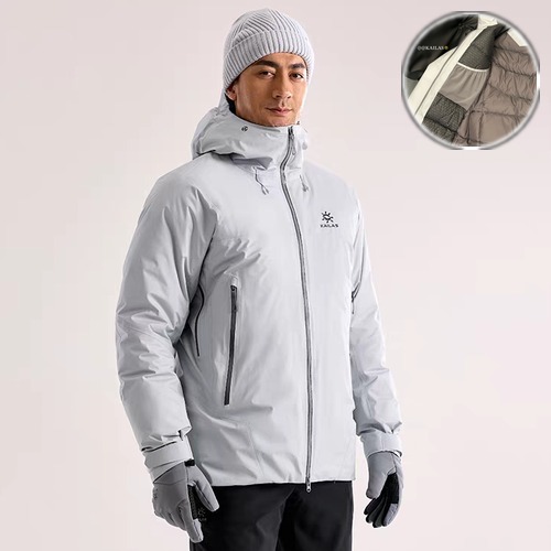 KAILAS Aspen 700FP Hard Shell Goose Down Hooded Ski Jacket 카일라스 아스본 700FP 하드쉘 구스다운 후드 스키 재킷 라이트그레이
