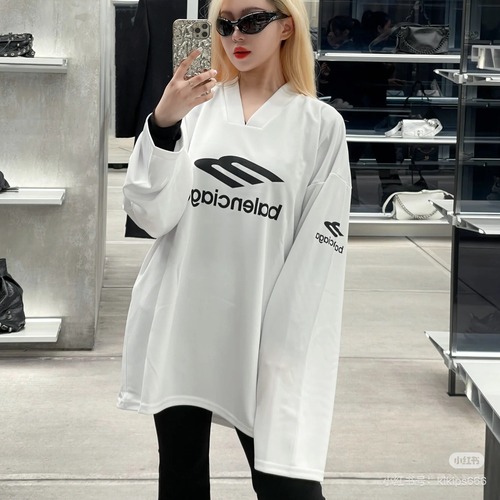 BALENCIAGA 발렌시아가 BLGC 3M 리플렉티브 로고 롱슬리브 티셔츠 화이트