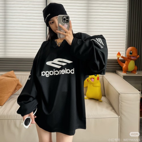 BALENCIAGA 발렌시아가 BLGC 3M 리플렉티브 로고 롱슬리브 티셔츠 블랙
