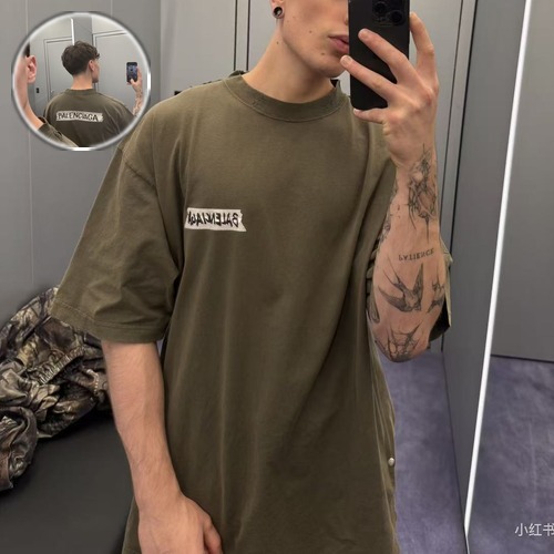 BALENCIAGA 발렌시아가 SS26 테이프 로고 워싱 코튼 260g 오버핏 반팔 티셔츠 BL253738