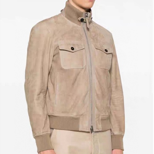 Tom Ford Men's Suede Leather Zip-Up Jacket 톰포드 남성 스웨이드 레더 집업 재킷 베이지