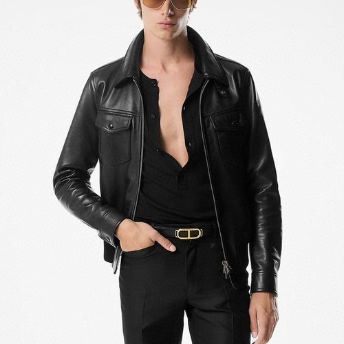 Tom Ford Men's Lambskin Leather Trucker Jacket 톰포드 남성 램스킨 레더 트러커 자켓
