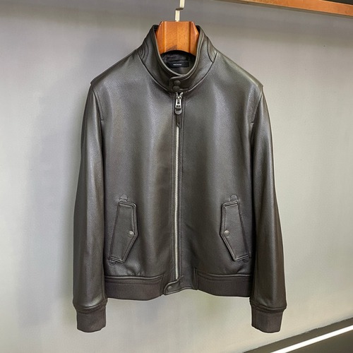 Tom Ford Men's Stand Collar Lambskin Leather Jacket 톰포드 남성 스탠드 카라 램스킨 레더 자켓 블랙