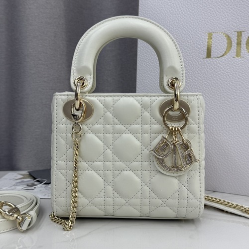 Christian Dior Lady Dior Mini Lambskin M0505 디올 레이디 디올 미니 램스킨 토트백 화이트 17cm
