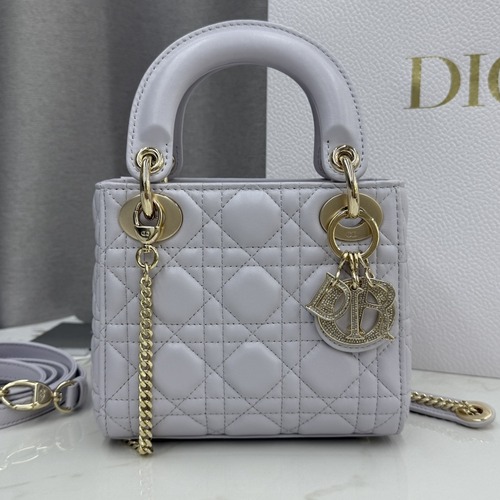 Christian Dior Lady Dior Mini Lambskin M0505 디올 레이디 디올 미니 램스킨 토트백 라이트그레이 17cm