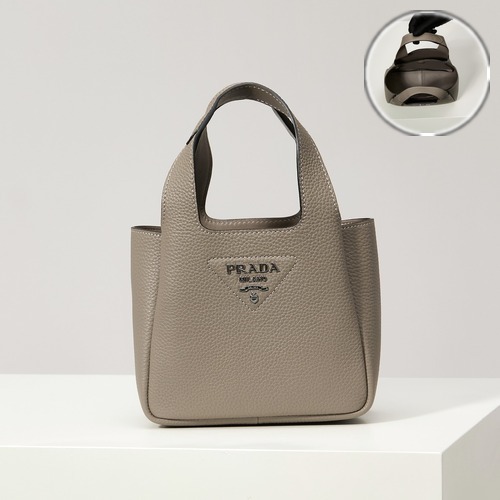 Prada Leather Mini Tote Bag 1BA349 프라다 레더 미니 토트백 카키 18cm