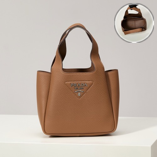Prada Leather Mini Tote Bag 1BA349 프라다 레더 미니 토트백 브라운 18cm