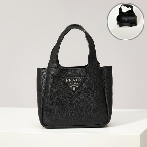 Prada Leather Mini Tote Bag 1BA349 프라다 레더 미니 토트백 블랙 18cm
