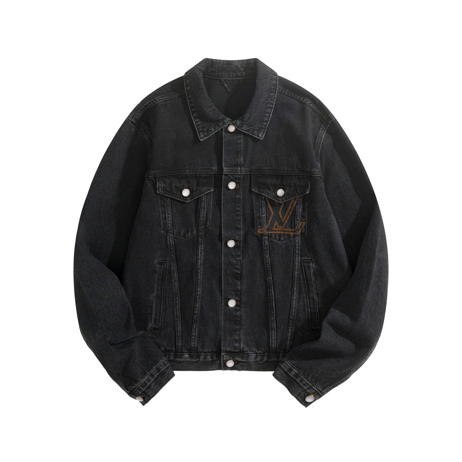 Louis Vuitton LV Embroidered Damier Logo Japanese Denim Trucker Jacket Indigo Blue 루이비통 LV 자수 다미에 로고 재패니즈 데님 트러커 자켓 인디고 블루 4