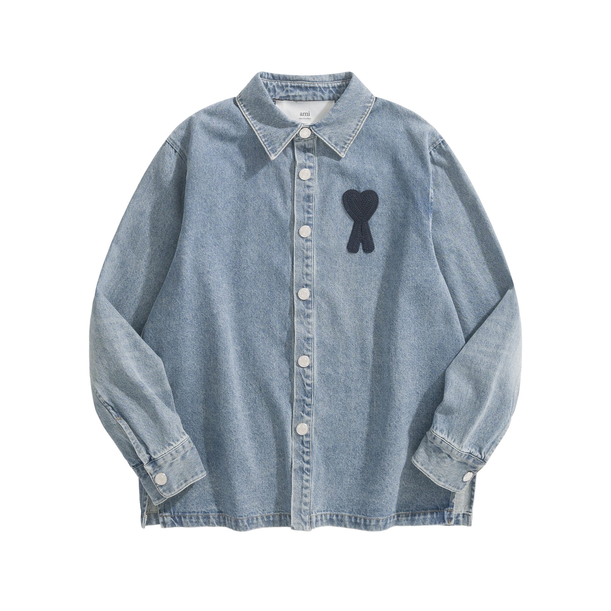 AMI Paris Embroidered Heart Logo Denim Jacket Blue 아미 파리 엠브로이더드 하트 로고 데님 자켓 블루 8