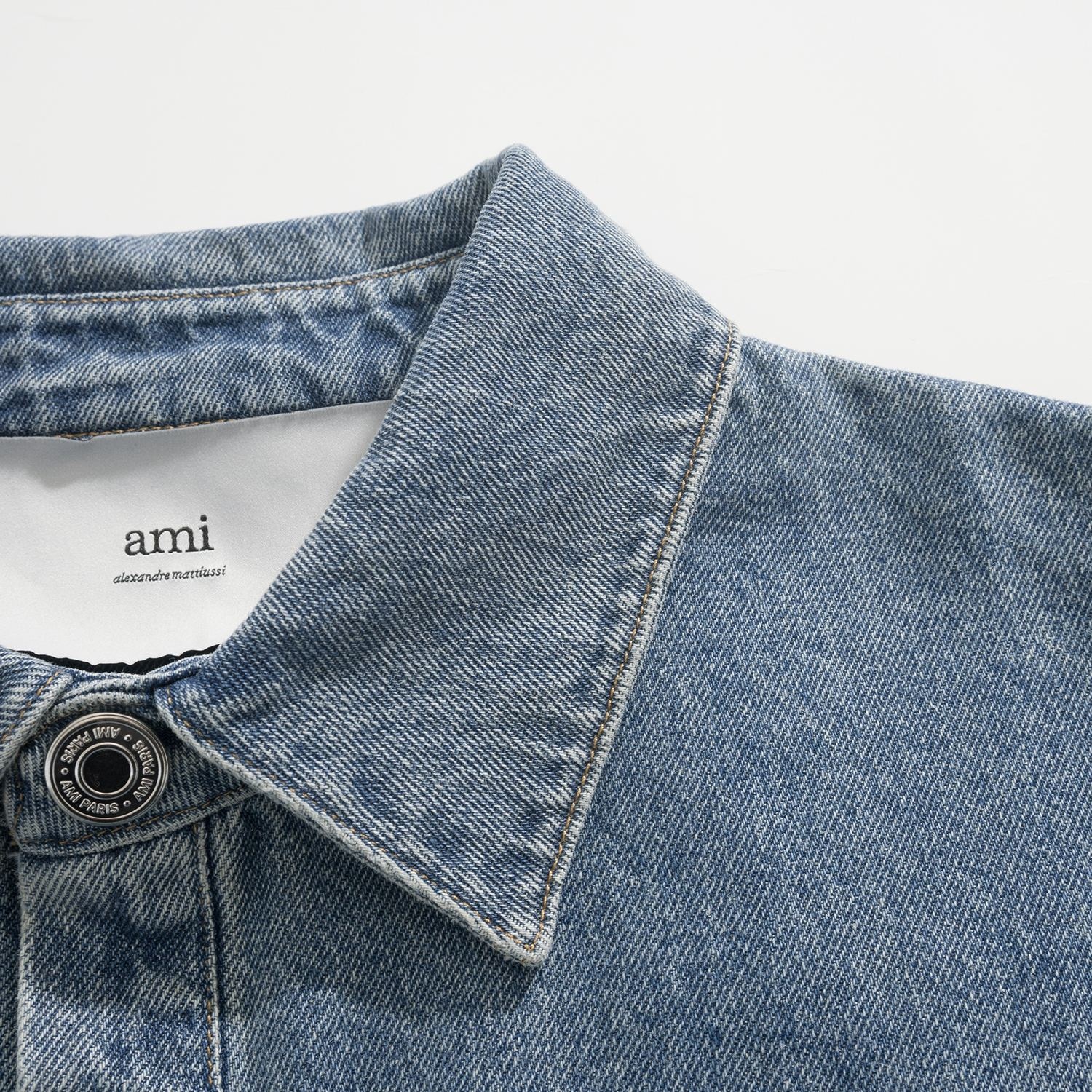 AMI Paris Embroidered Heart Logo Denim Jacket Blue 아미 파리 엠브로이더드 하트 로고 데님 자켓 블루 10