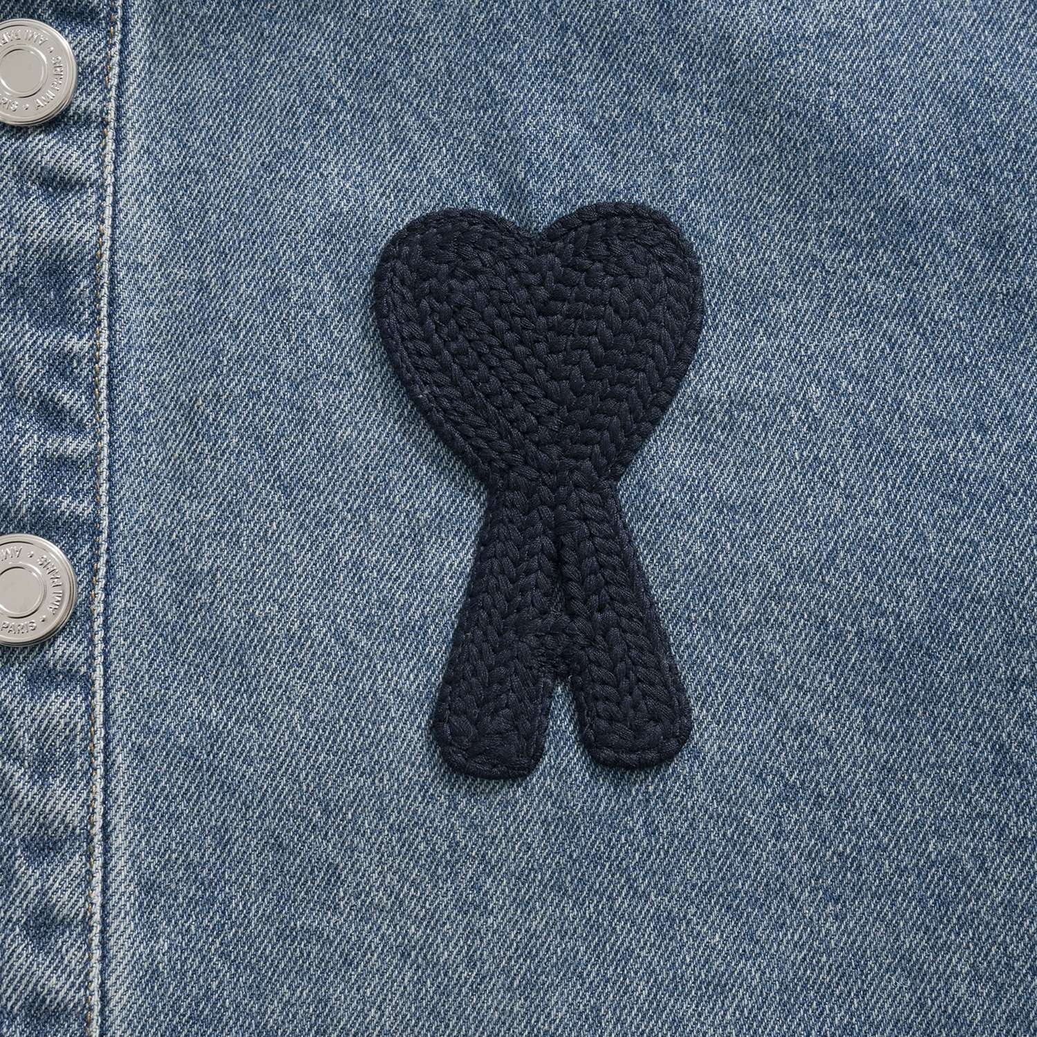 AMI Paris Embroidered Heart Logo Denim Jacket Blue 아미 파리 엠브로이더드 하트 로고 데님 자켓 블루 11