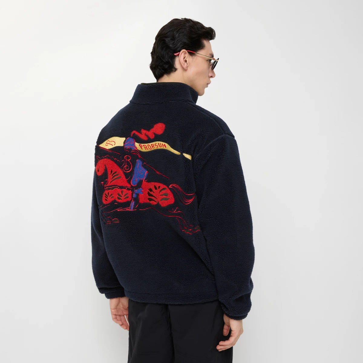 Burberry Equestrian Knight Logo Fleece High Neck Jacket Grey 버버리 이퀘스트리안 나이트 로고 플리스 하이넥 자켓 그레이 3