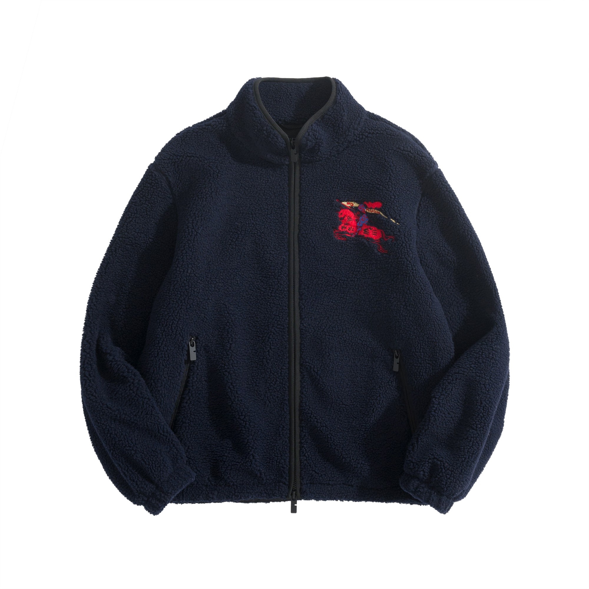 Burberry Equestrian Knight Logo Fleece High Neck Jacket Grey 버버리 이퀘스트리안 나이트 로고 플리스 하이넥 자켓 그레이 4