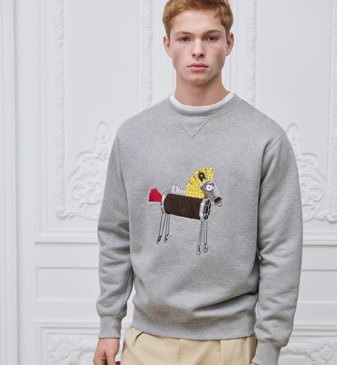Prada Horse Year Limited Edition Cotton Sweatshirt Grey 프라다 마년 한정판 코튼 스웨트셔츠 그레이 1