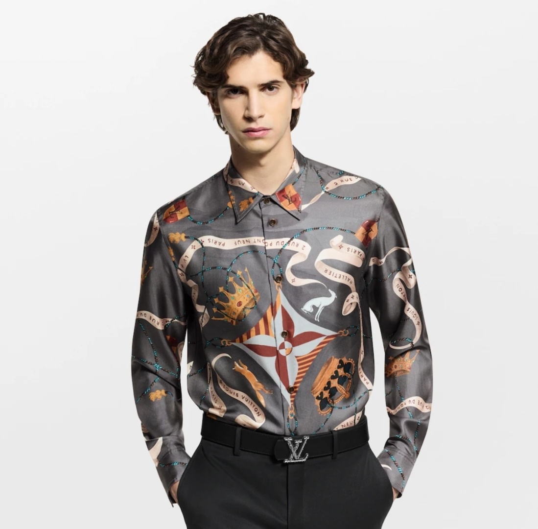 Louis Vuitton LV Emblem Mulberry Silk Shirt Multicolor 루이비통 LV 엠블럼 멀버리 실크 셔츠 멀티컬러 2
