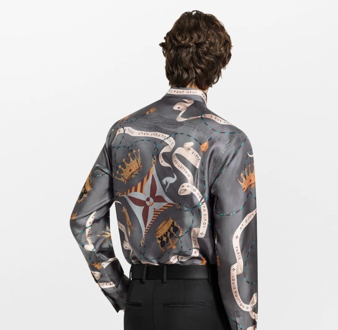 Louis Vuitton LV Emblem Mulberry Silk Shirt Multicolor 루이비통 LV 엠블럼 멀버리 실크 셔츠 멀티컬러 3