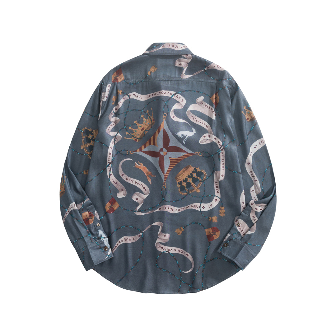 Louis Vuitton LV Emblem Mulberry Silk Shirt Multicolor 루이비통 LV 엠블럼 멀버리 실크 셔츠 멀티컬러 5