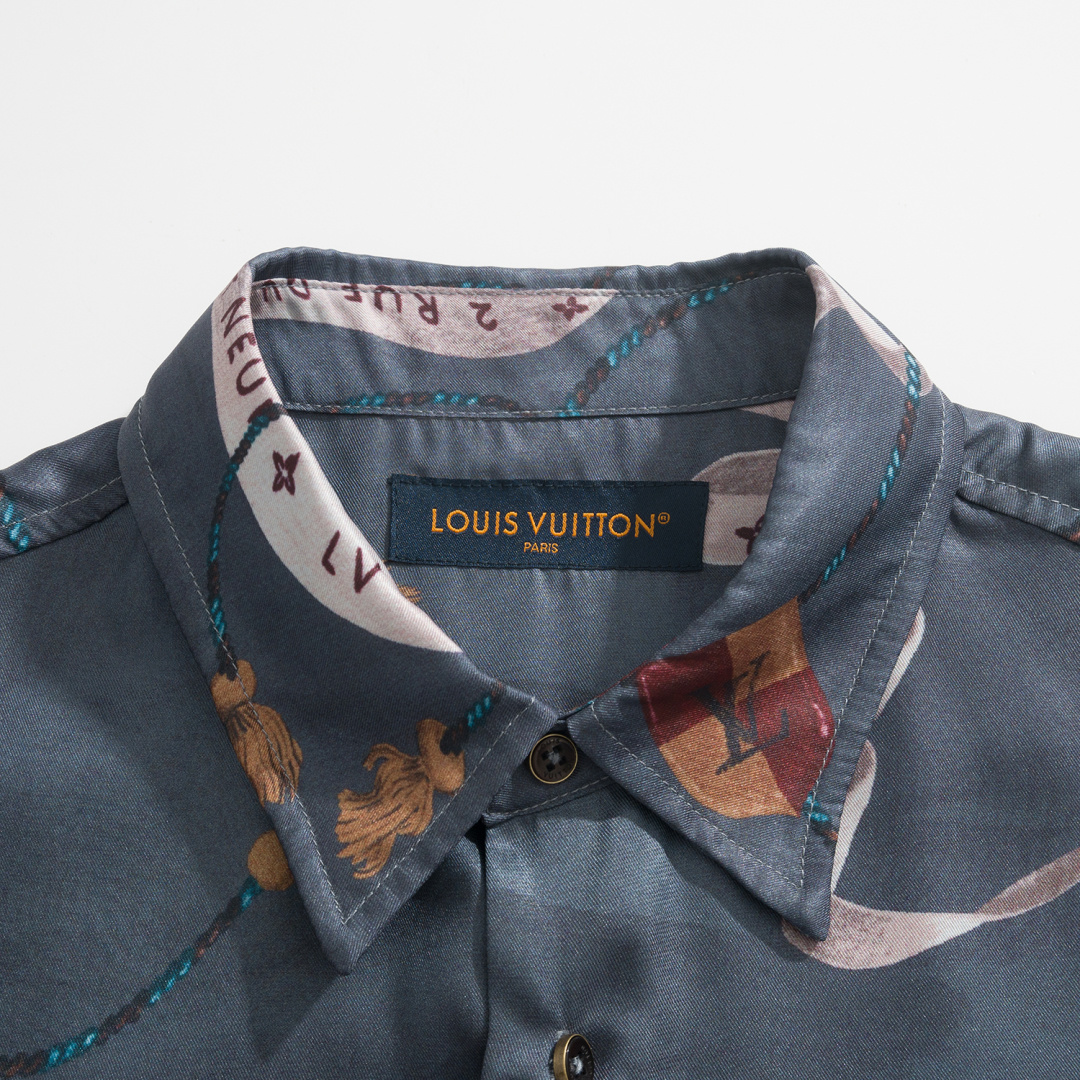 Louis Vuitton LV Emblem Mulberry Silk Shirt Multicolor 루이비통 LV 엠블럼 멀버리 실크 셔츠 멀티컬러 6