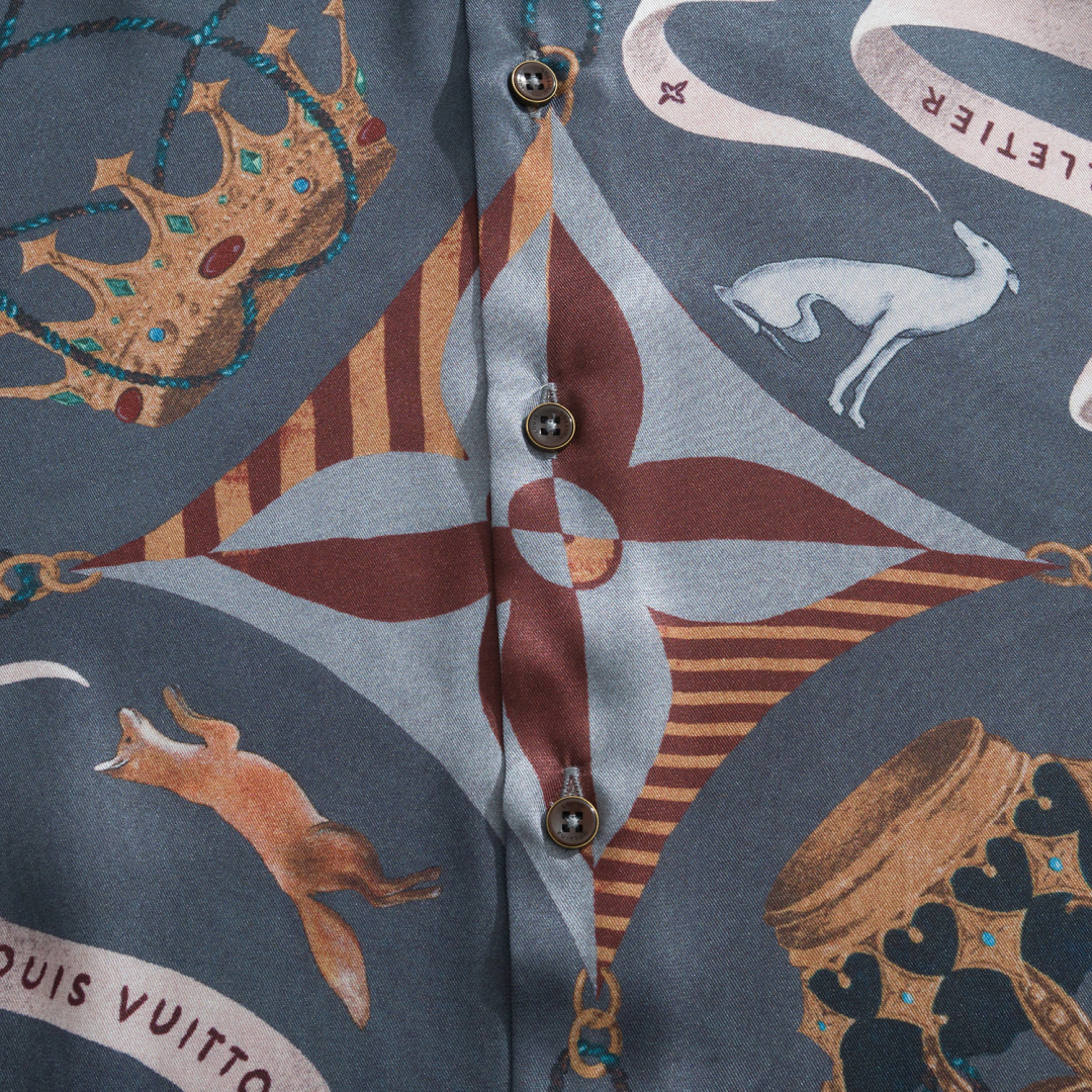 Louis Vuitton LV Emblem Mulberry Silk Shirt Multicolor 루이비통 LV 엠블럼 멀버리 실크 셔츠 멀티컬러 7