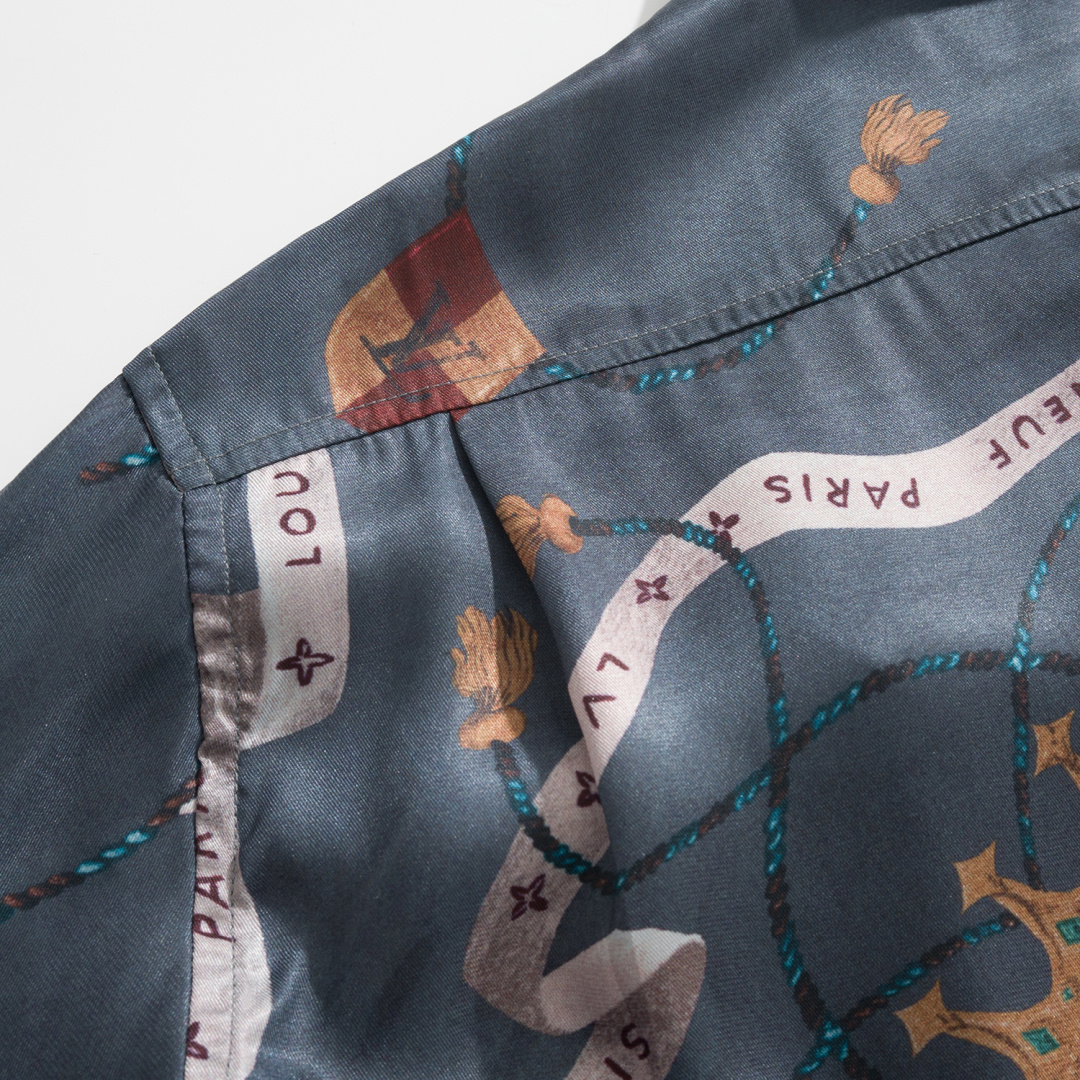 Louis Vuitton LV Emblem Mulberry Silk Shirt Multicolor 루이비통 LV 엠블럼 멀버리 실크 셔츠 멀티컬러 9