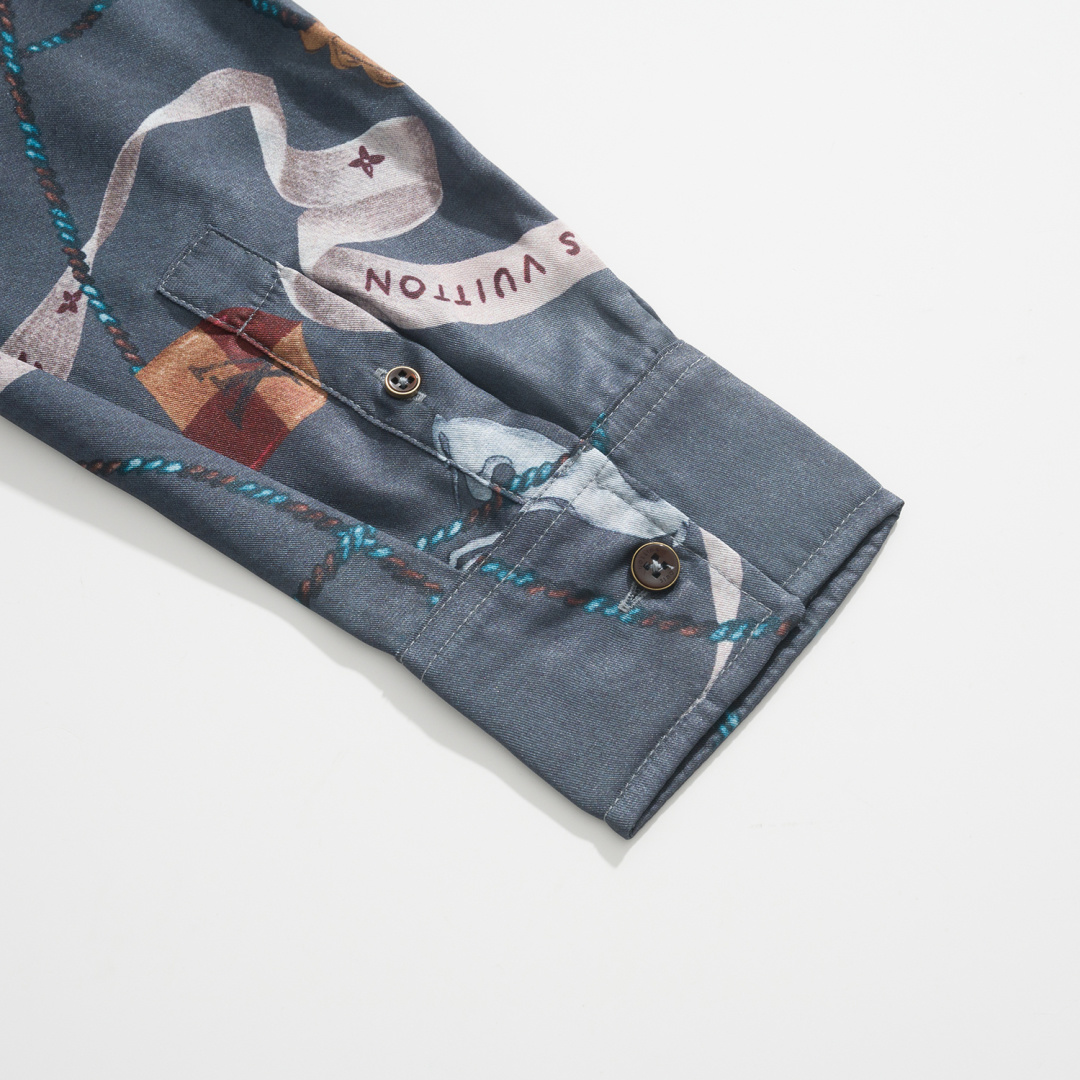 Louis Vuitton LV Emblem Mulberry Silk Shirt Multicolor 루이비통 LV 엠블럼 멀버리 실크 셔츠 멀티컬러 12